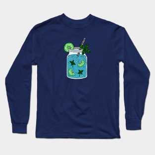 Blue Curacao Mojito Doodle Drawing Long Sleeve T-Shirt